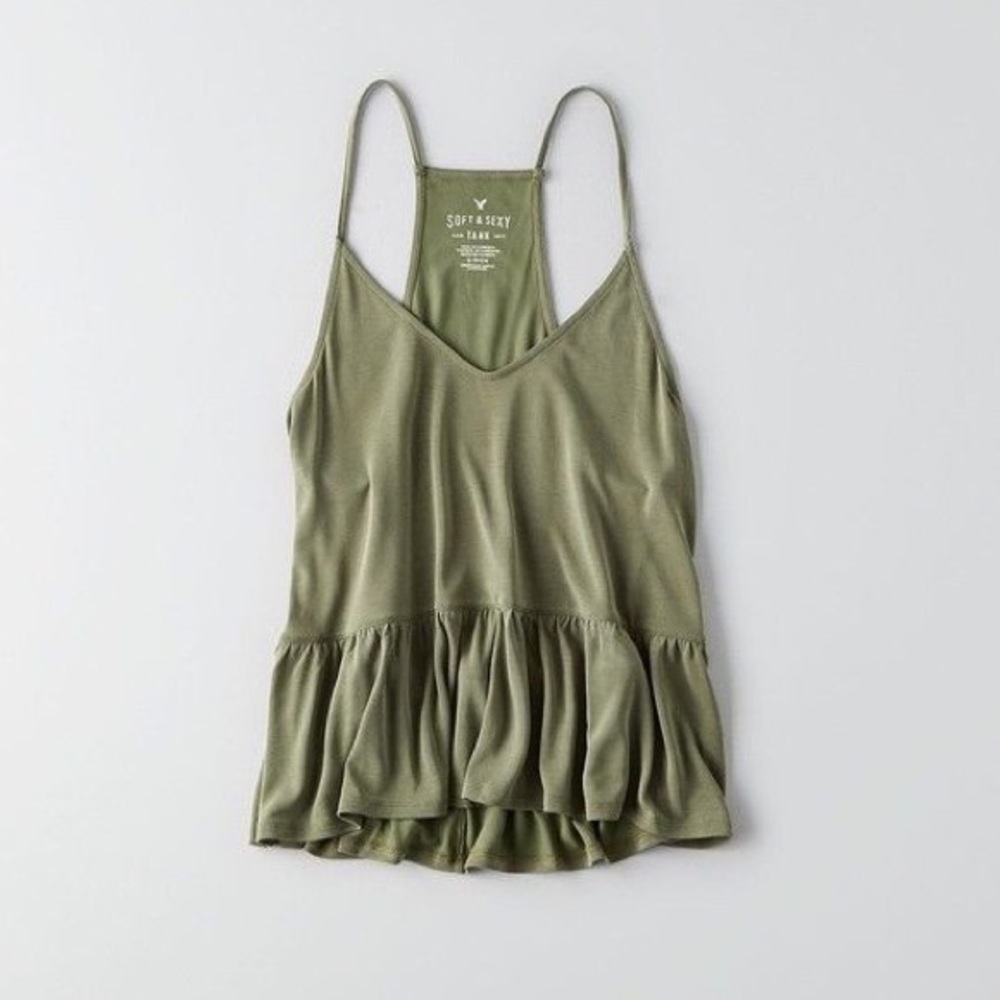 American Eagle Green Babydoll Tank